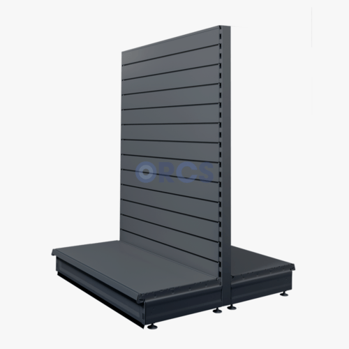 Gondolaslatwall-links-7015 Gondolastelling / middenstelling Slatwall - RAL7015 (210 x 66,5 x 57) - Afbeelding 2